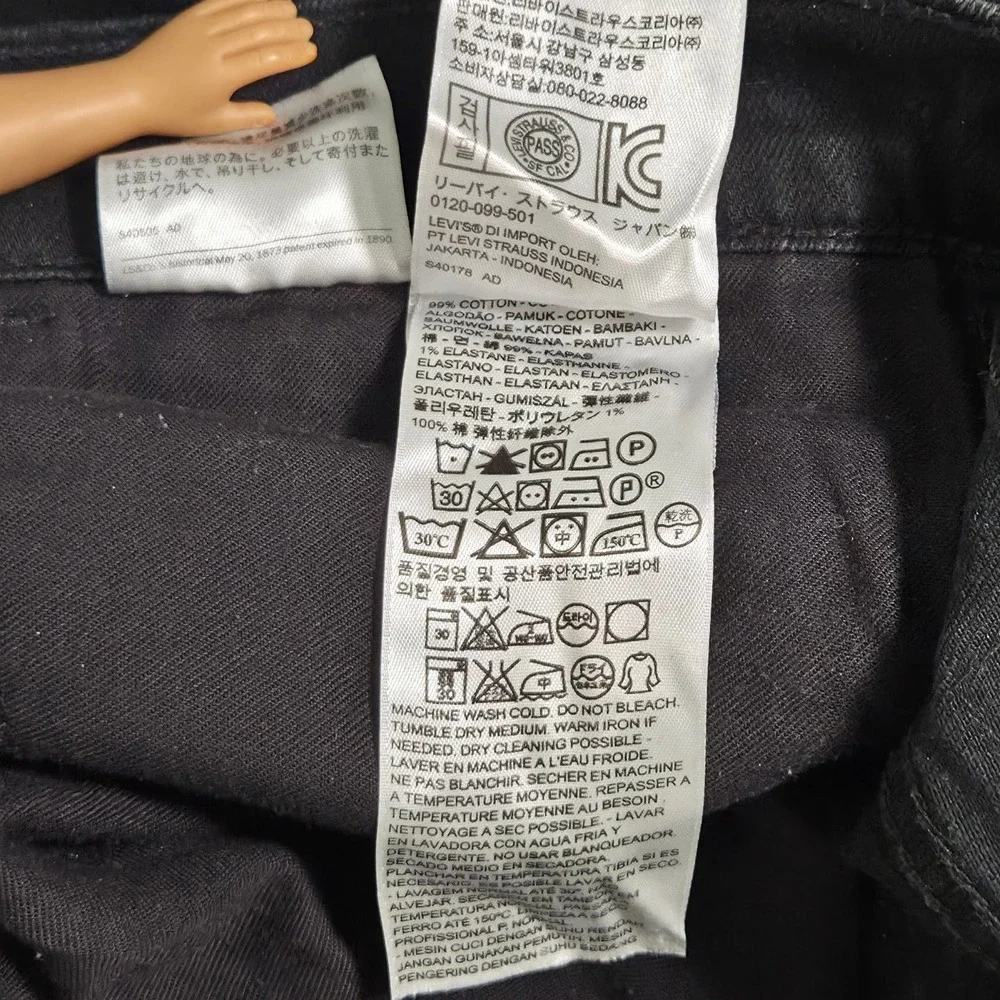 Levi's 508 Jeans Men's 32x34 Regular Taper Fit Black Dark Wash Denim Black Tab
